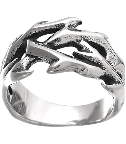 WOYNJI Stainless Steel Tree Vine Branch Crown of Thorn Lucky Ring